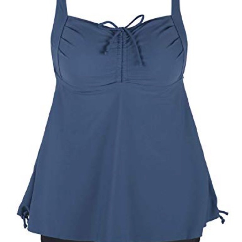Septangle Flowy Periwinkle Plus Size Tankini